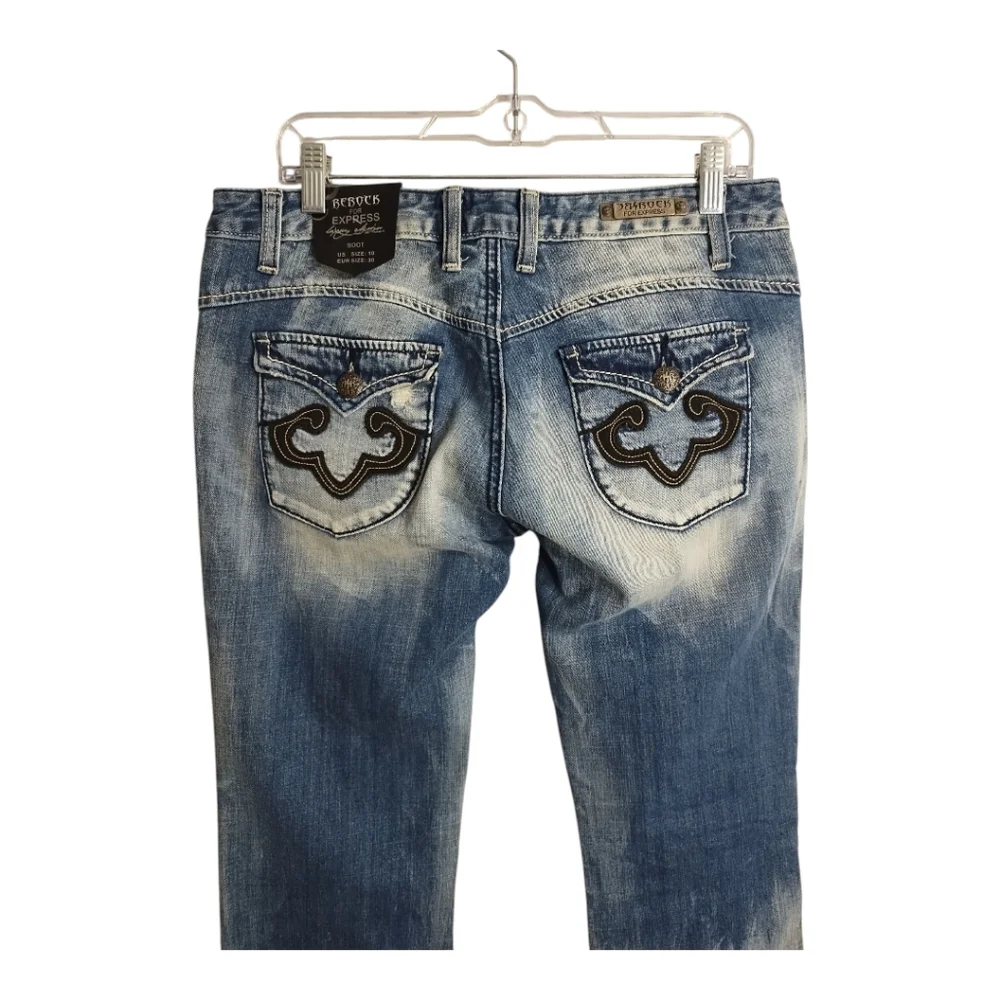 Rerock For Express Bleached Grunge Western Festival Rock Boho Bootcut Jeans‎ 10